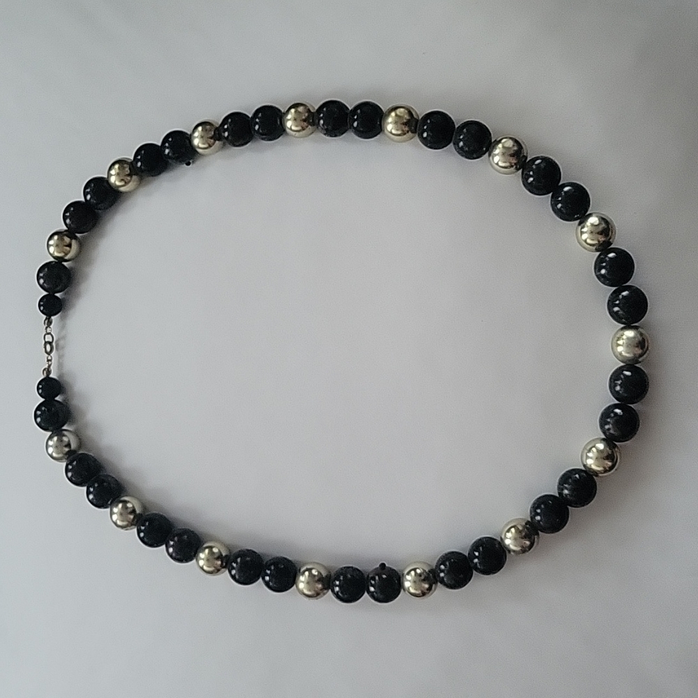 Black and Silver Beaded Necklace